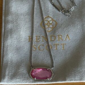 Kendra Scott Dylan Silver Necklace with Pink Stone